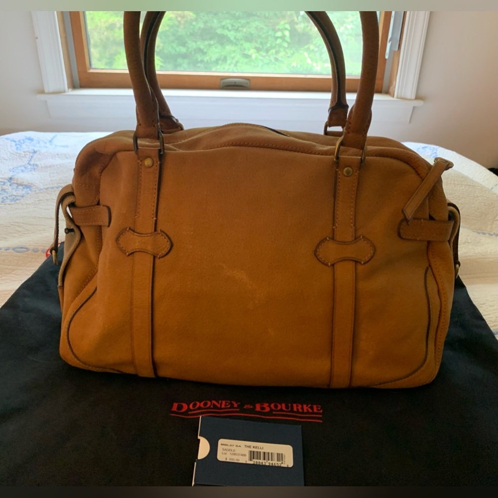 NWT The Kelli Dooney & Bourke Bag Saddle Tan Alto Montecatini Italy Satchel - Picture 3 of 16